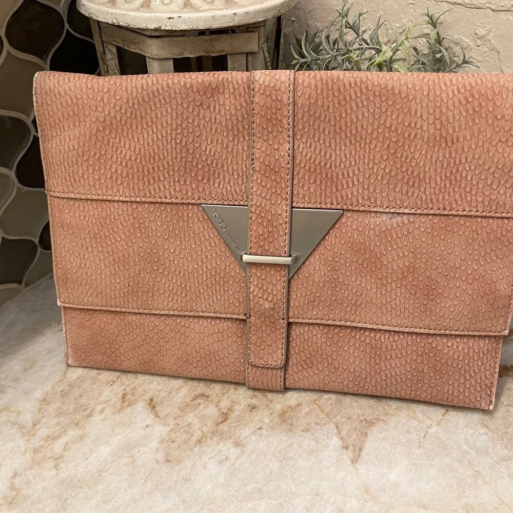 BCBG Generation pink ostrich print clutch purse NWT